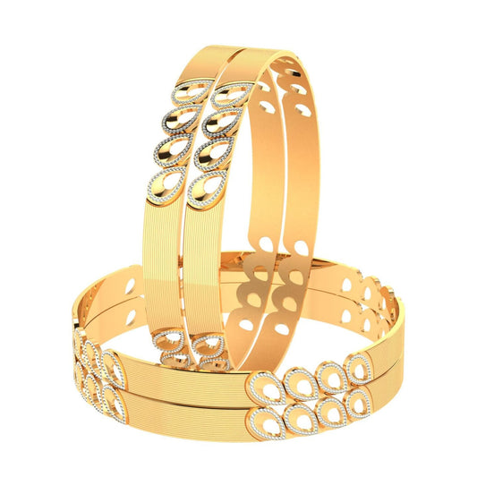 CYGNI BANGLES Elegant Gold-Plated Bangles for Women Traditional Design Jewelry (Set of 4)_(F4-B-124-2.8)