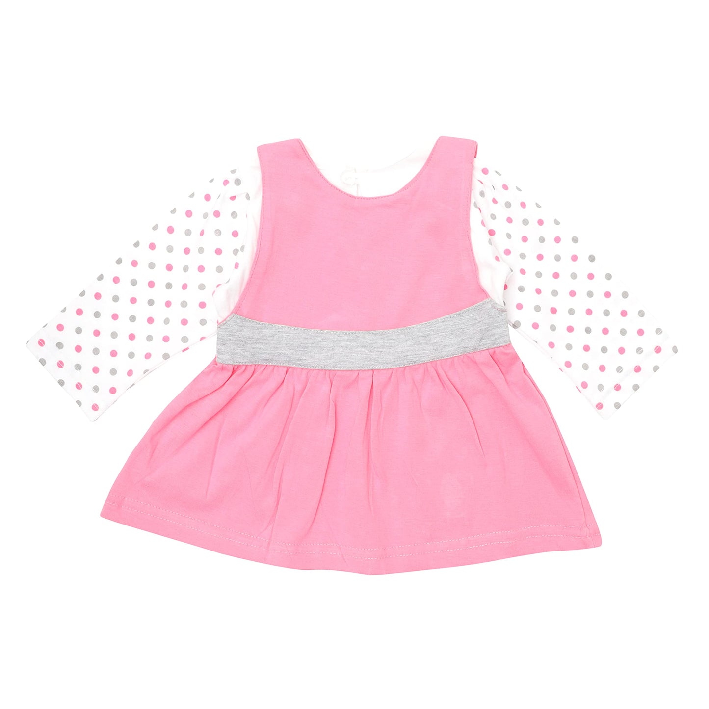 NammaBaby Premium Baby Girls Full Sleeves Frock with Pant Baby Girl's Cotton Frock with Leggings, Capriset- Pack of 1 (Pink, 6-12 Months)