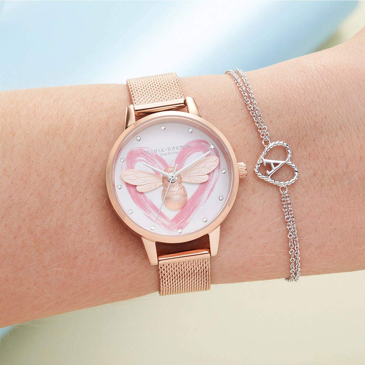 Olivia Burton You Have My Heart Analog White & BEE & Stone Dial Women's Watch-OB16FB01