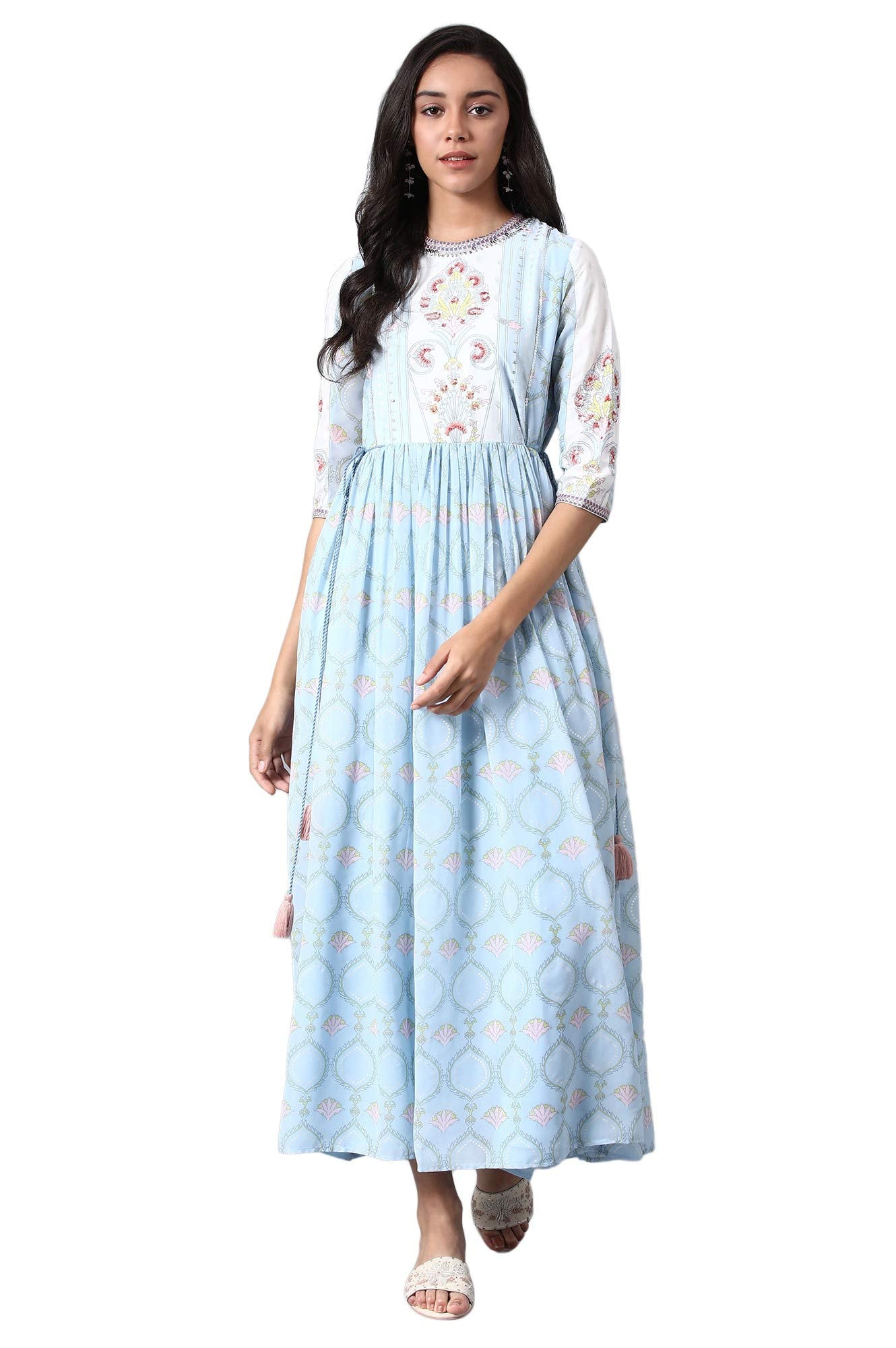 W for Woman Women's Chiffon a-line Maxi Dress (20FES10434-112575_Blue_18 (3XL))