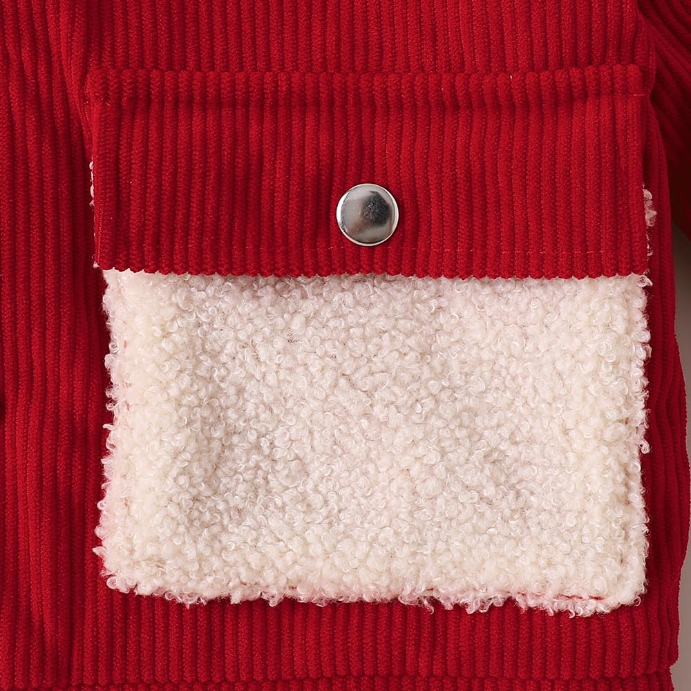 Hopscotch Boys Full Sleeves Red Sherpa Collar Corduroy Jacket For Ages (4-5 Years)