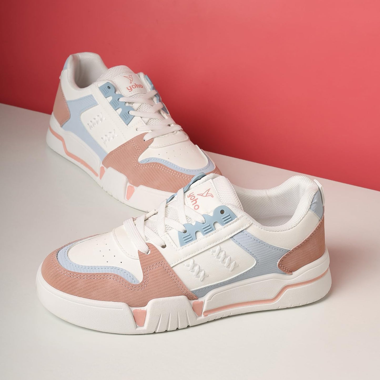 YOHO Lane Women’s Elegant Dual-Tone Premium Casual Sneakers | Pink - UK 8