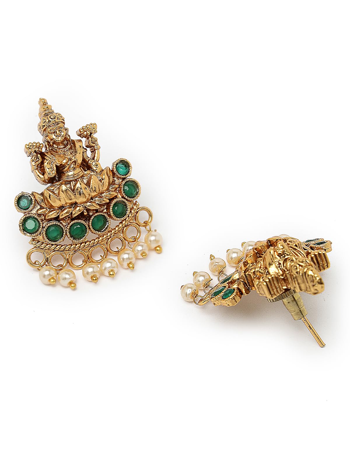 Sukkhi Sparkling Indian Temple Gold Plated Green Beads Choker Necklace Set With Studs Earring | Jewellery Set For Women (NS105622)