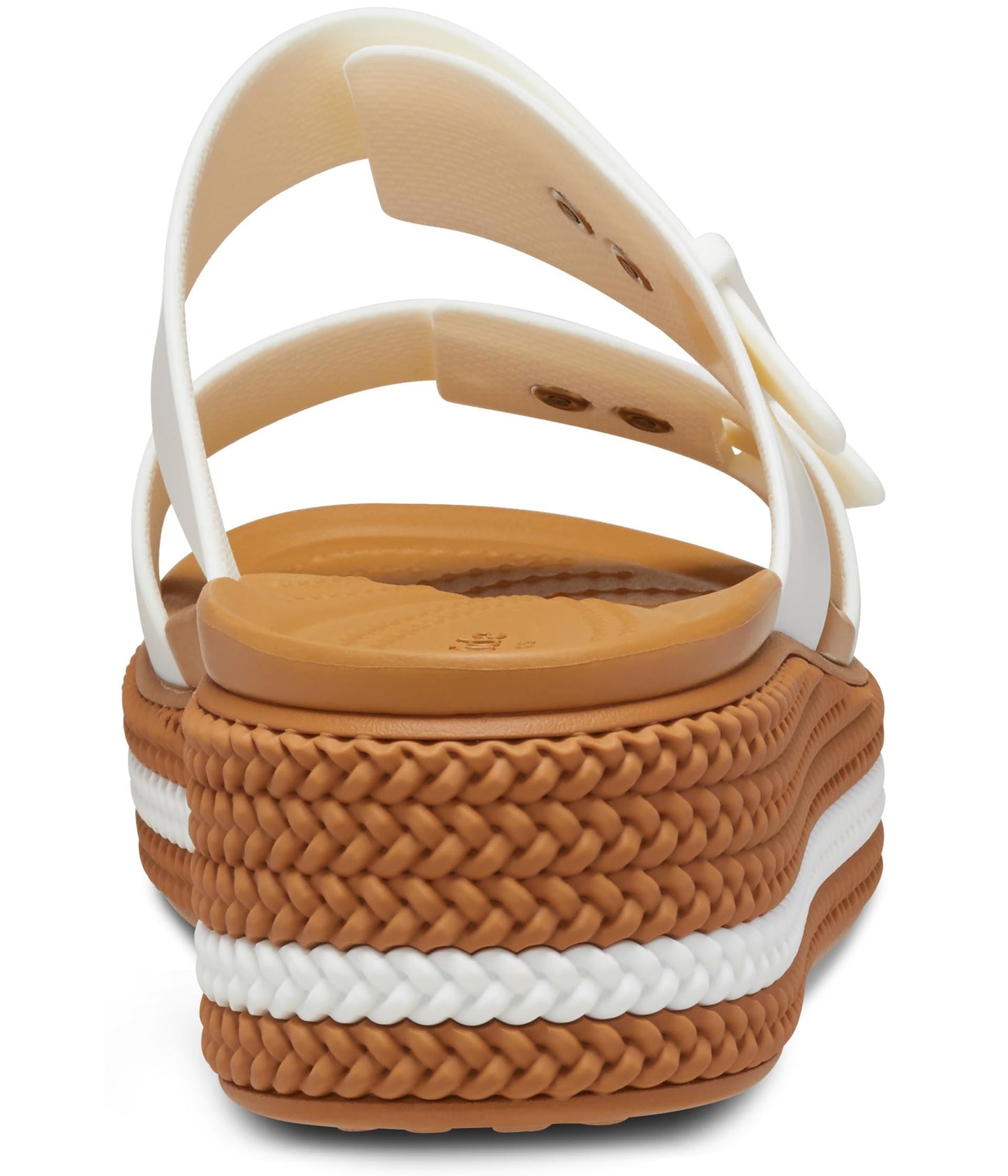 Crocs Women's Brooklyn Buckle Low Wedge Sandal, Chalk, 10