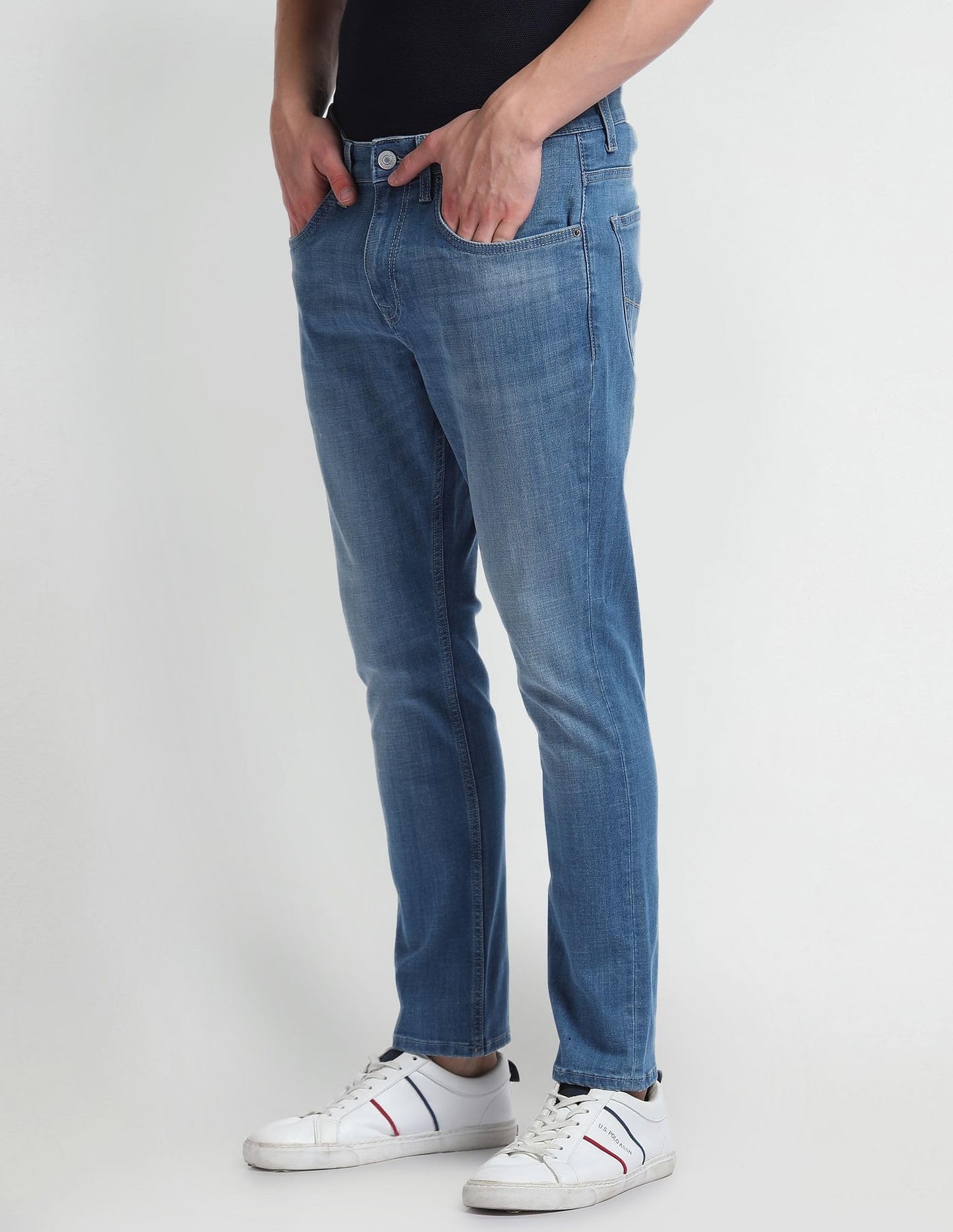 U.S. POLO ASSN. Men's Fitted Mid Rise Jeans (UDJEN1113_Blue,32