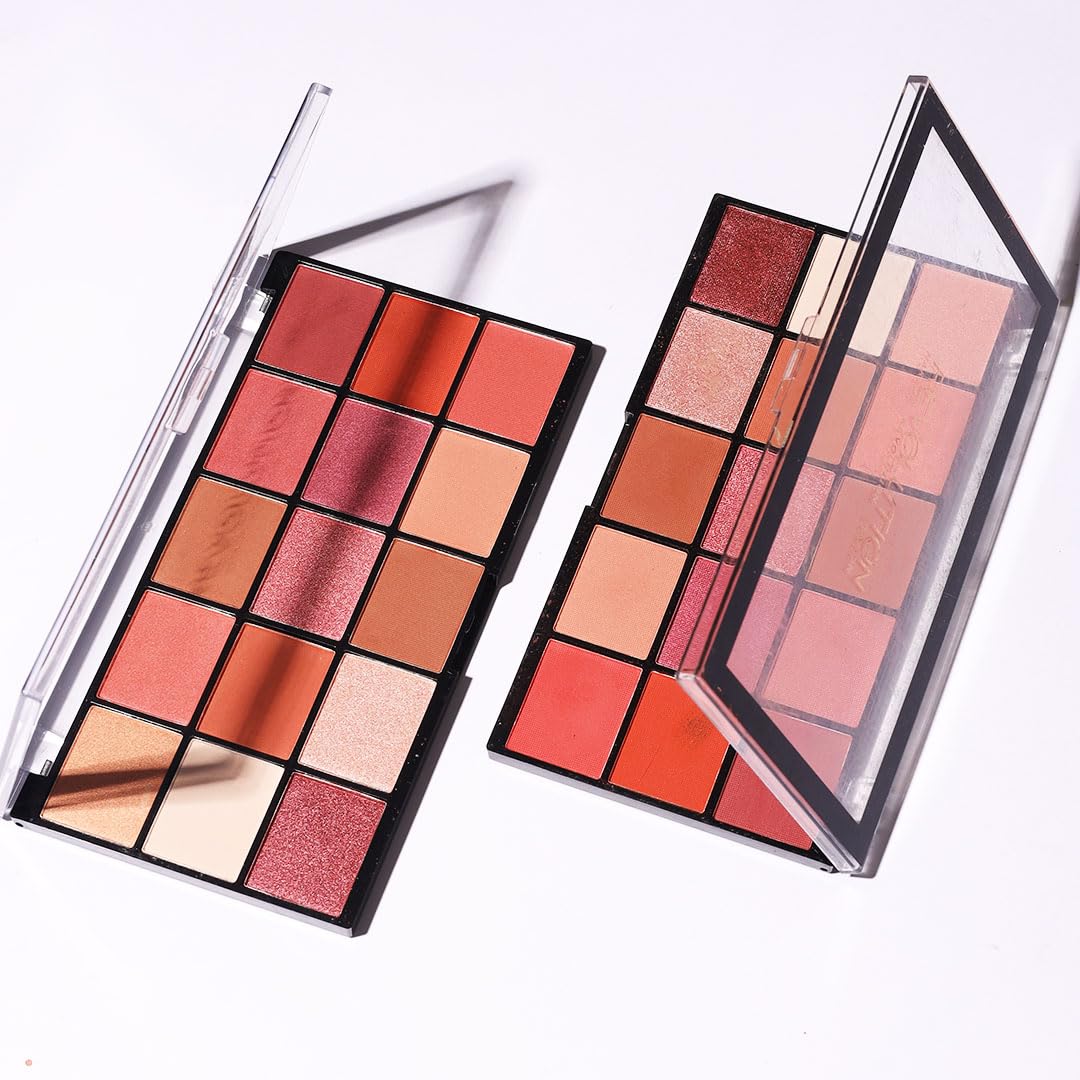 Makeup Revolution Reloaded Palette, Shimmery Makeup Eyeshadow Palette, Includes 15 Shades, Lasts All Day Long, Vegan & Cruelty Free, Newtrals 2, 16.5g (Multi color)