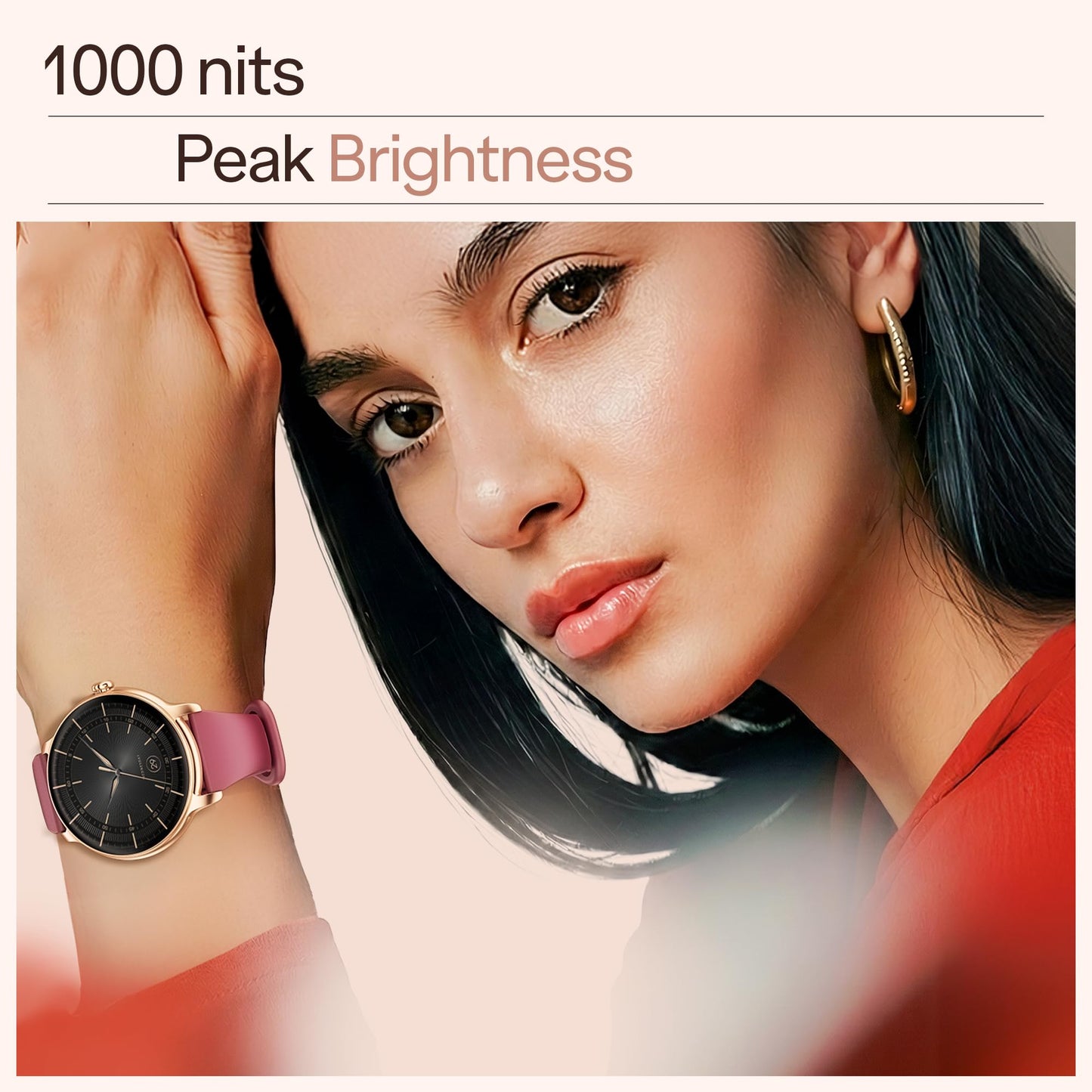 Boat Chrome Iris Fashion Smart Watch for Women - Elegant Ultra-Sleek Dial, Light-Weight Metal Body, 1.32" AMOLED Display, 1000 Nits, AOD, Female Wellness Tracking Watch for Woman (Velvet Wine)