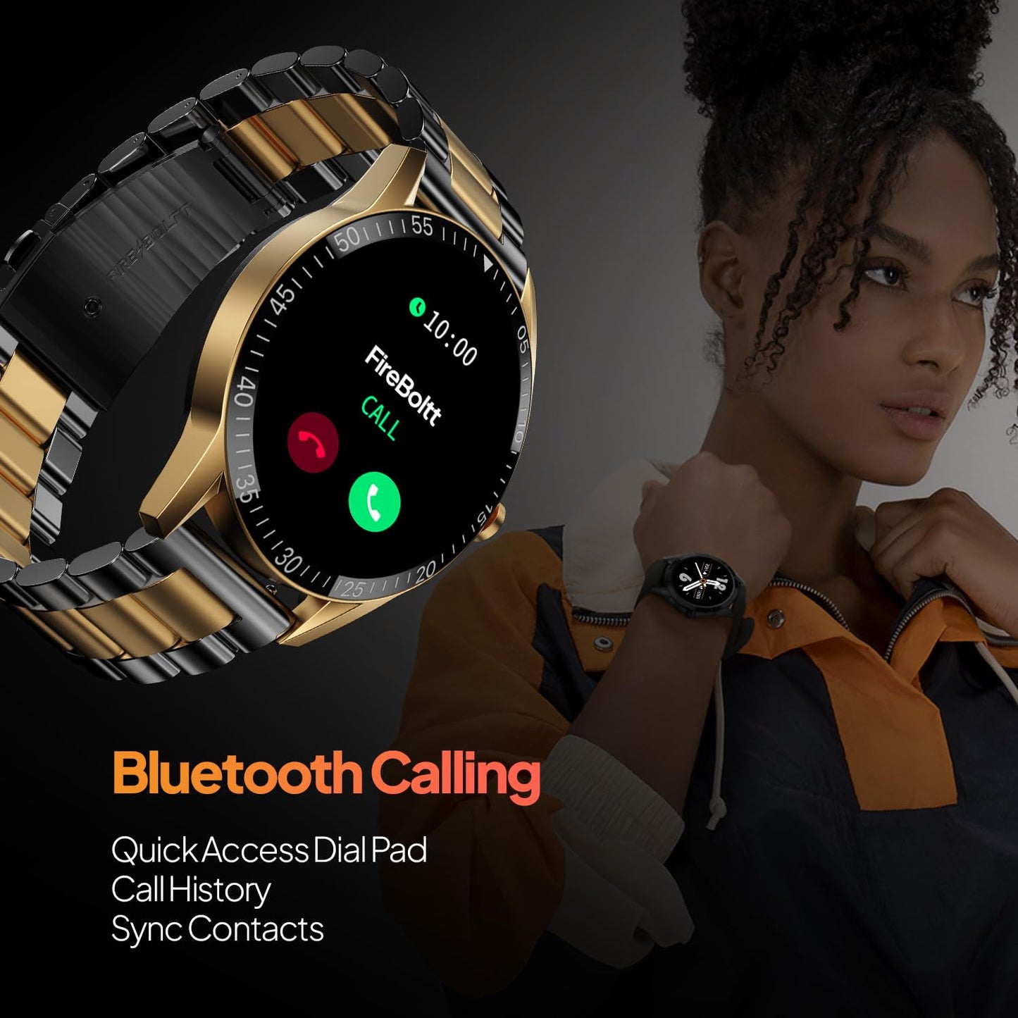 Fire-Boltt Talk Bluetooth Calling Smartwatch, 1.39" TFT Display with Dual Button, Hands On Voice Assistance, 120 Sports Modes, in Built Mic & Speaker (Talk, Black Dual)