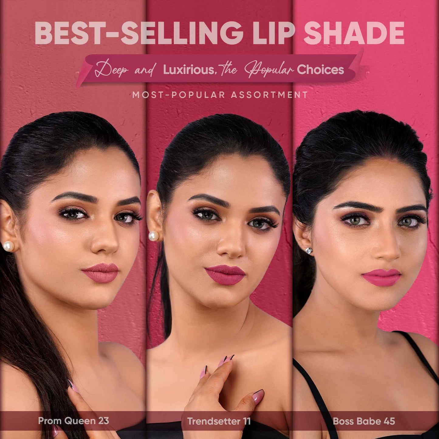 Parul Garg Beauty All-Time Bestsellers Lip Crayon Set | Top 3 Creamy Matte Lipsticks | Rose Pink, Berry & Fuchsia | Bestselling Shades | Vegan, Paraben-Free | Made in India (Trio Pack)