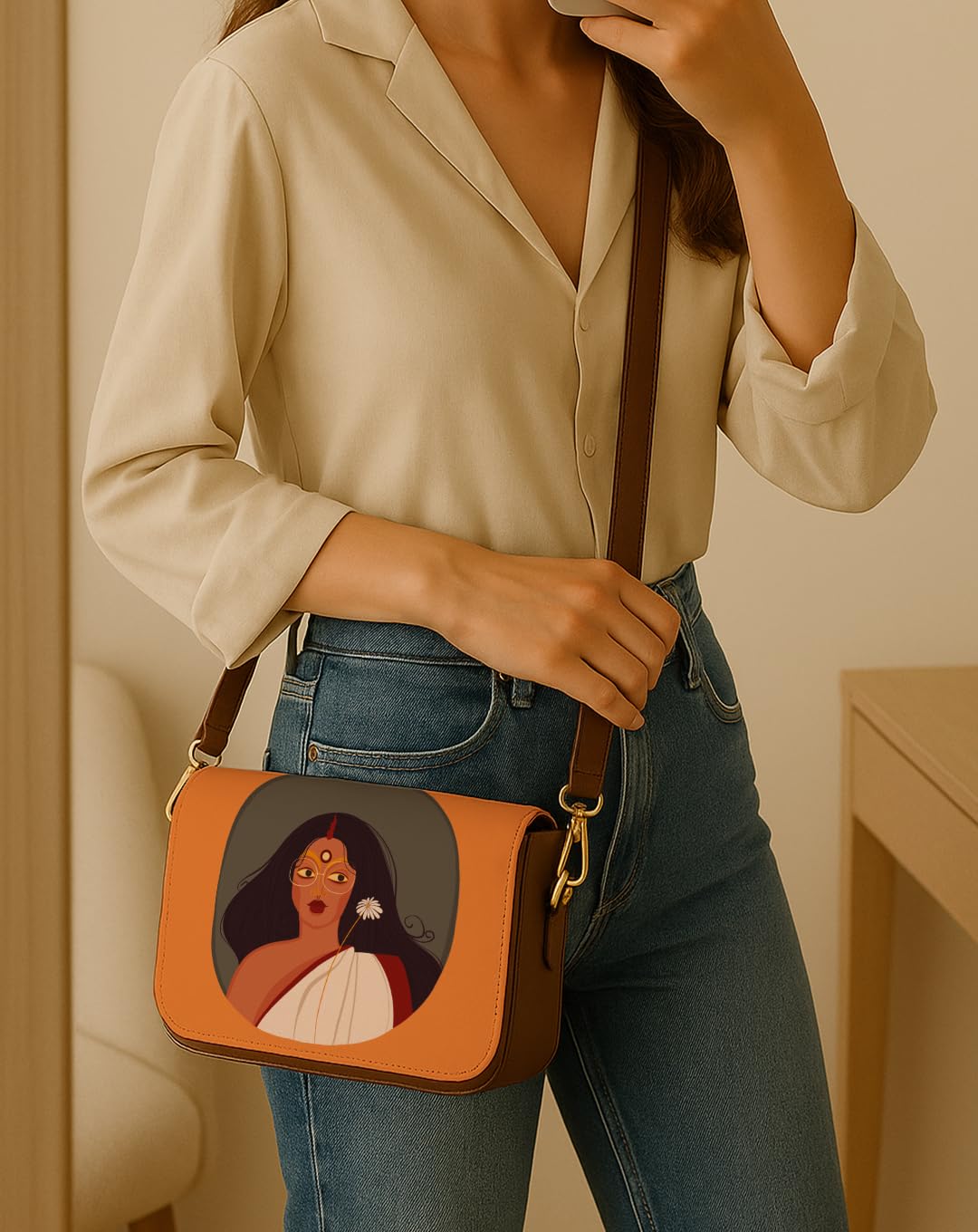Kalankit Shoulder Bag for Woman | Vegan Leather Sling Bags for Women | Compact Crossbody Purse, Stylish Side Sling Bag & Valentine Gift for Girlfriend