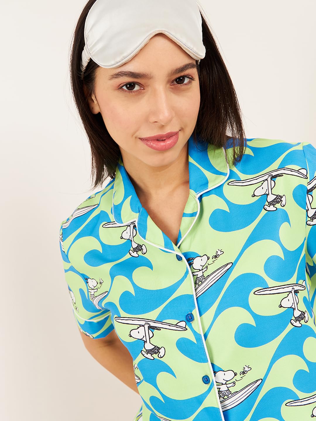 Sweet Dreams Women Snoopy Glide Shorts Set Green