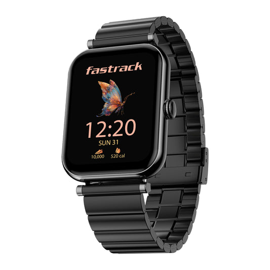 Fastrack Noir Charm Women Smart Watch 1.65" inch AMOLED Display,Sleek Design,AI Watchface & AI Chat,Functional Crown,24/7 Health Suite,BT Calling,SpO2,HRM,IP68, Multiple Menu Styles,Games - Black