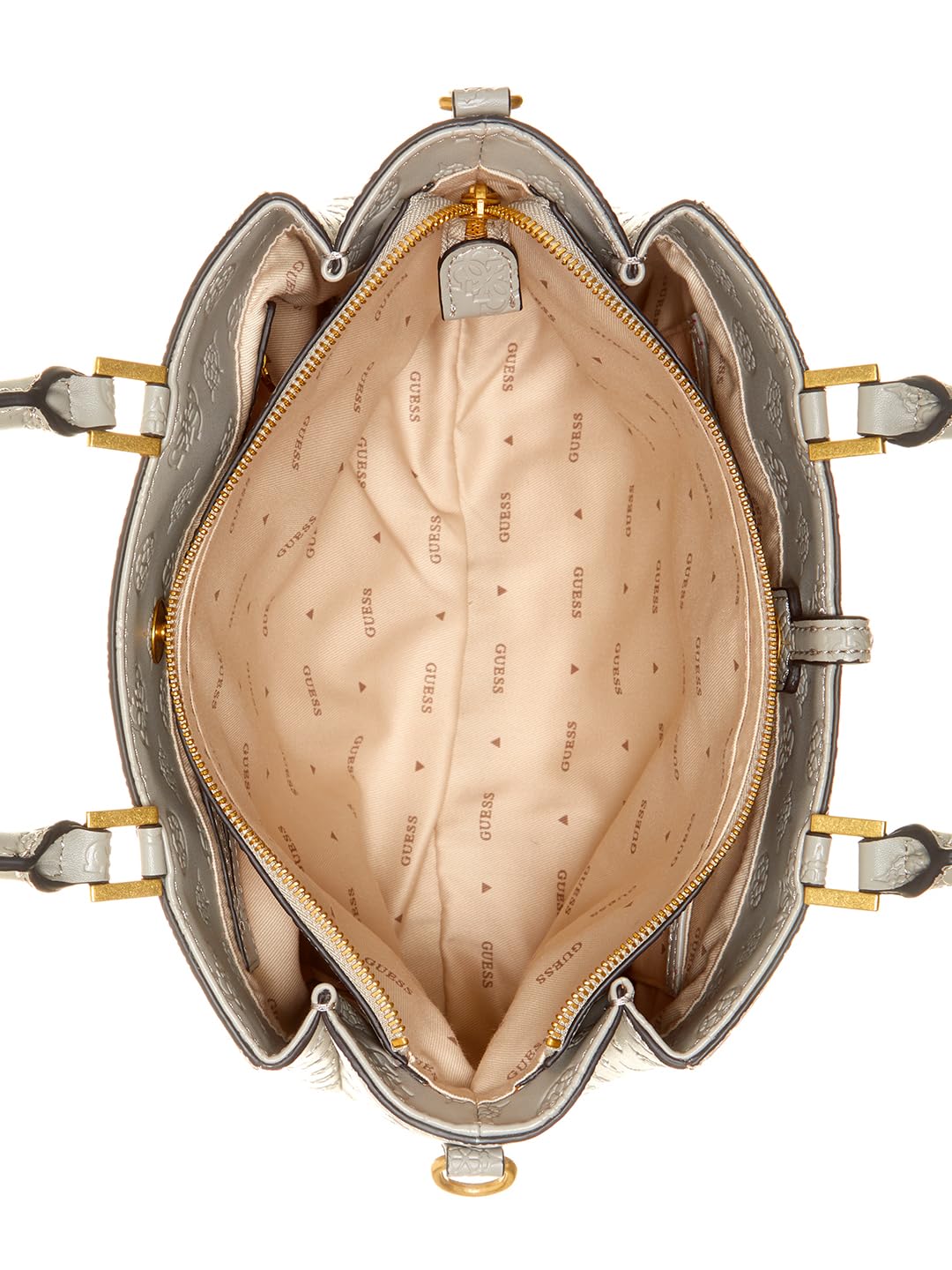 GUESS Women's Grey Textured Satchel Bag| Ladies Purse Handbags | Gift For Ladies