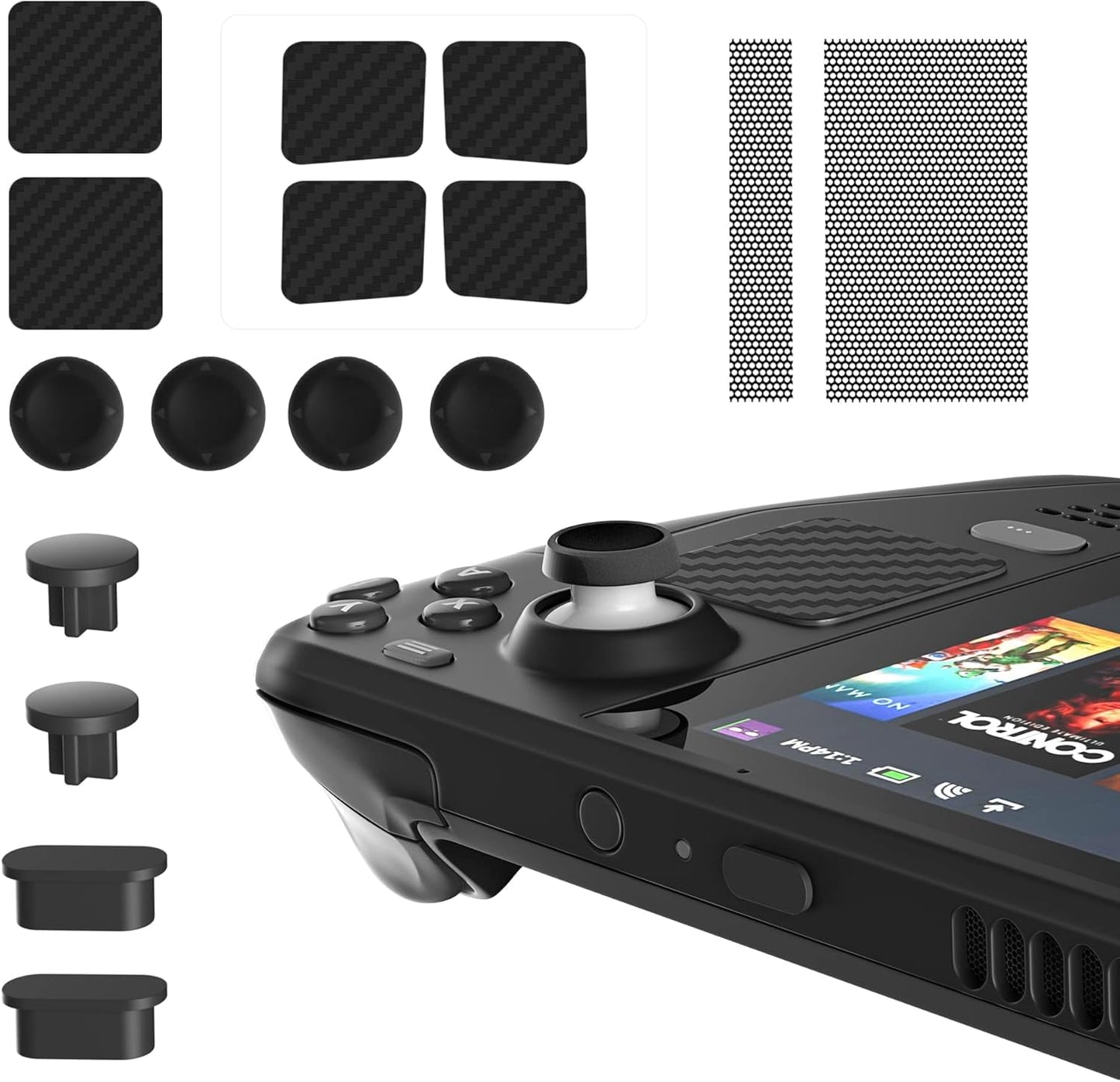 New World Dust Proof Kit for Steam Deck, Protective Accessories for Steam Deck with Protective Sticker, Dust Plugs, Dust Cover, Rocker Caps, Accessories for Steam deck