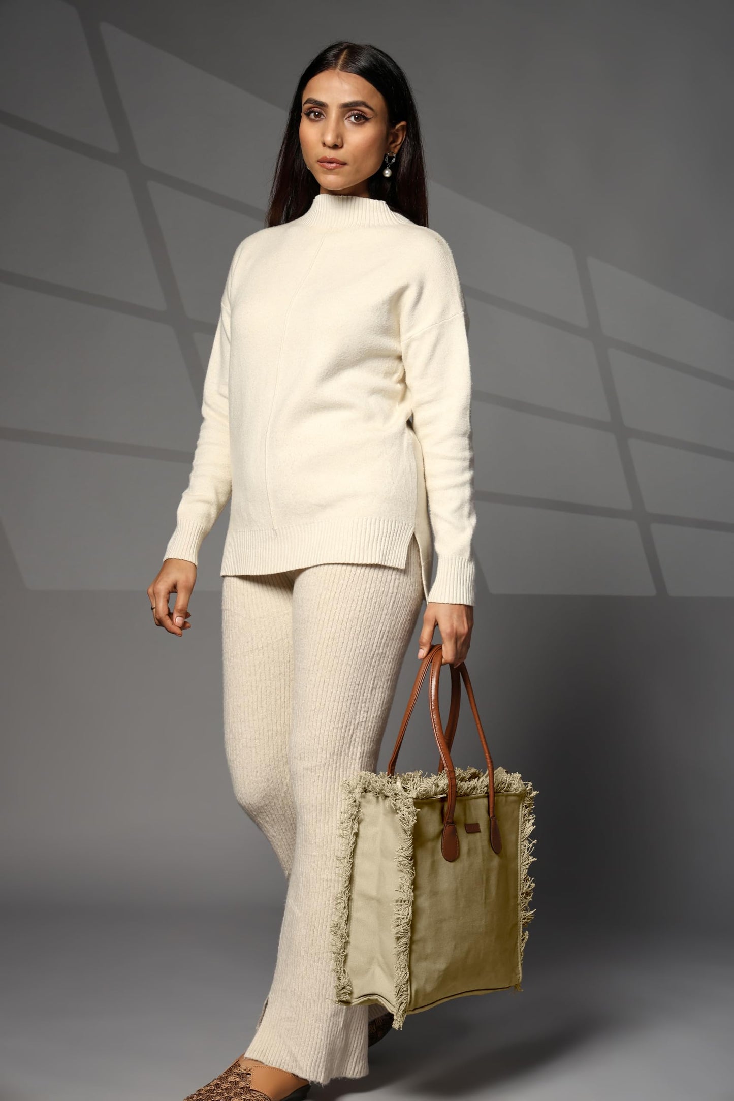 ENSAC Premium Cotton Tote Bag for Women, Stylish Handbag for women with Zip Closure | Fit for Office Bag, College, Travel Use | Handcrafted in India (Cutwork-tote-big) (Mehndi-Green)