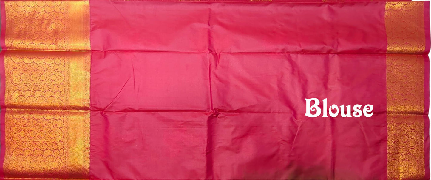 VFCollections Women's Kanchipuram Silk Pure Pattu Sarees With Blouse (VFC519-2)