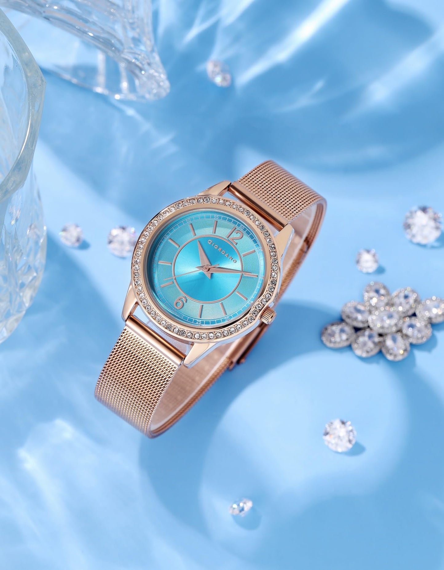 Giordano Analog Stylish Watch for Women Water Resistant Fashion Watch Round Shape with 3 Hand Mechanism Wrist Watch for Girls & Ladies to Compliment Your Look/Ideal Gift for Female - GZ-60054