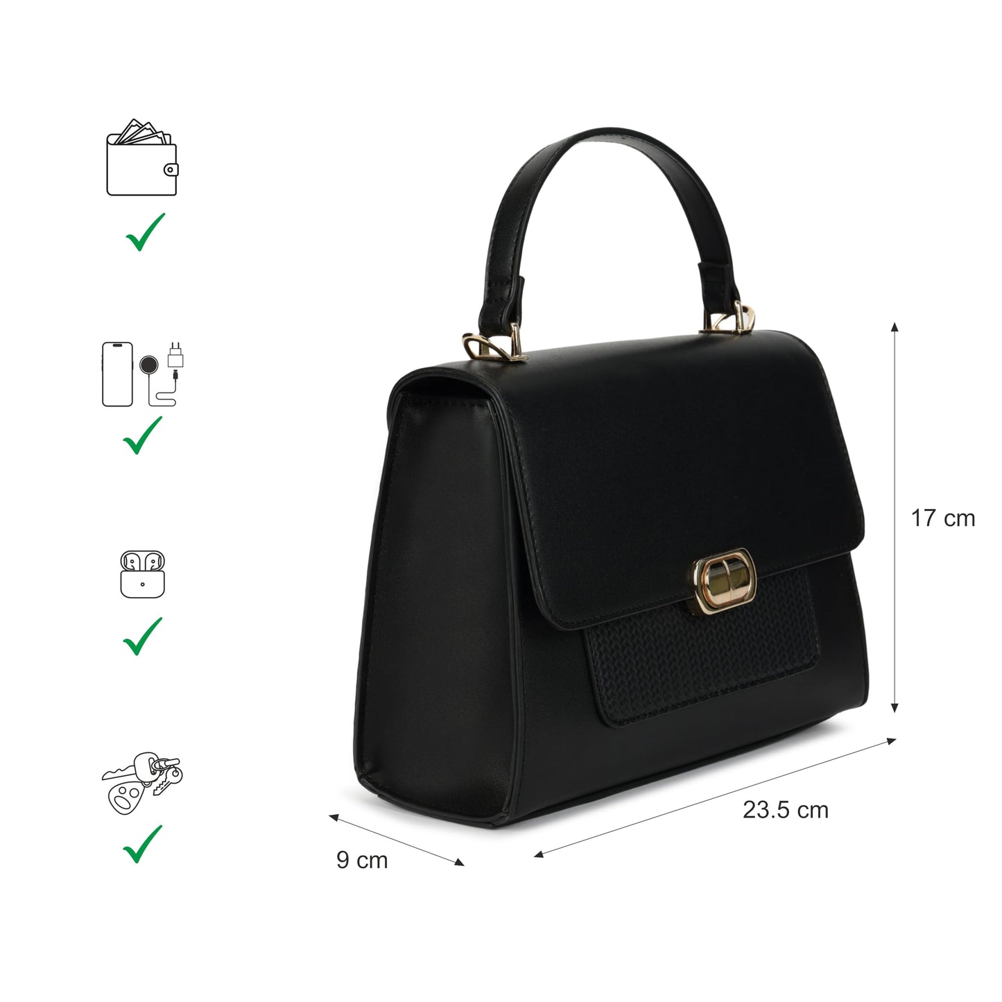 Fastrack ModLock Satchel | Women’s Faux-Leather Satchel | Dual Carry Options, Spacious Main Compartment & Quilted Front Pocket