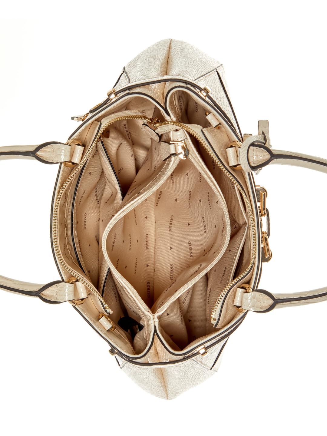 GUESS Bone Textured Silvye Luxury Satchel Bag