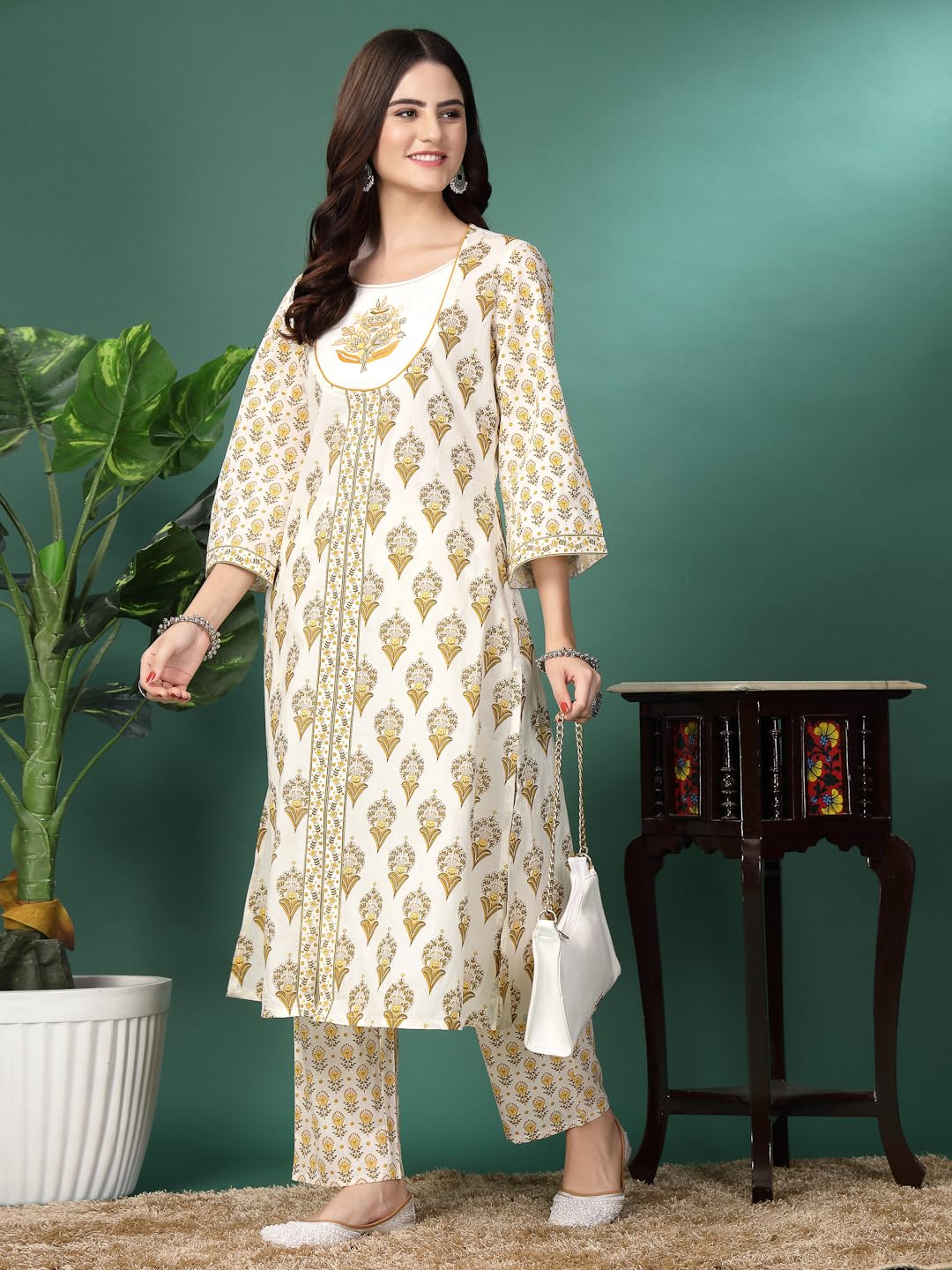 Nayam By Lakshita Floral Printed A-line Kurta and Palazzo Set for Women