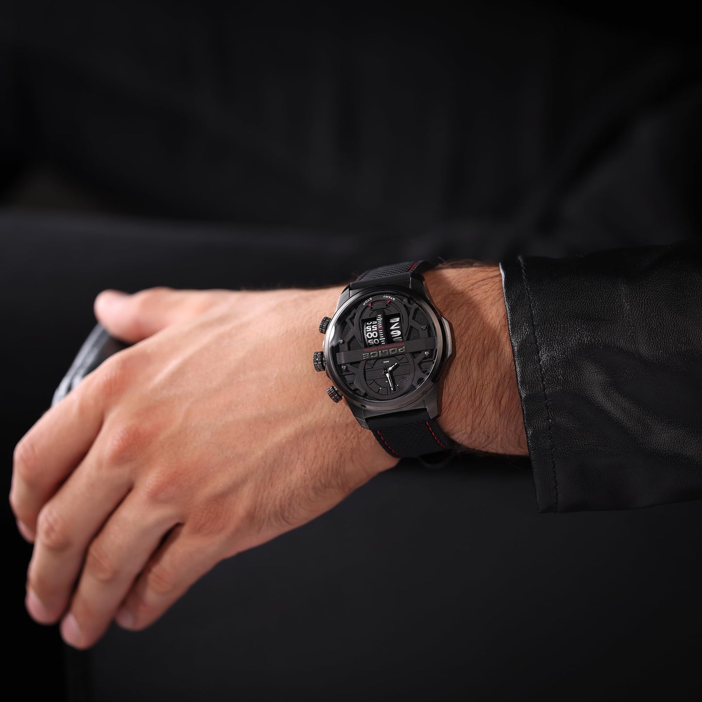 Police Quartz Multifunction Black DIAL Silicone Strap Watch for Men-PLPEWJM0006505W