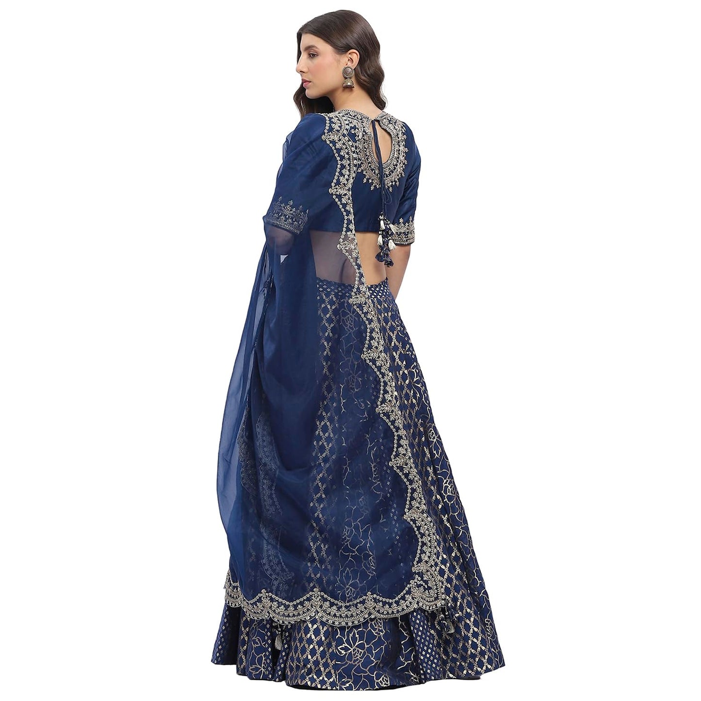 Biba Women's Viscose Blend Lehenga Set (SKDHO10404AW24BLU_Blue_36)