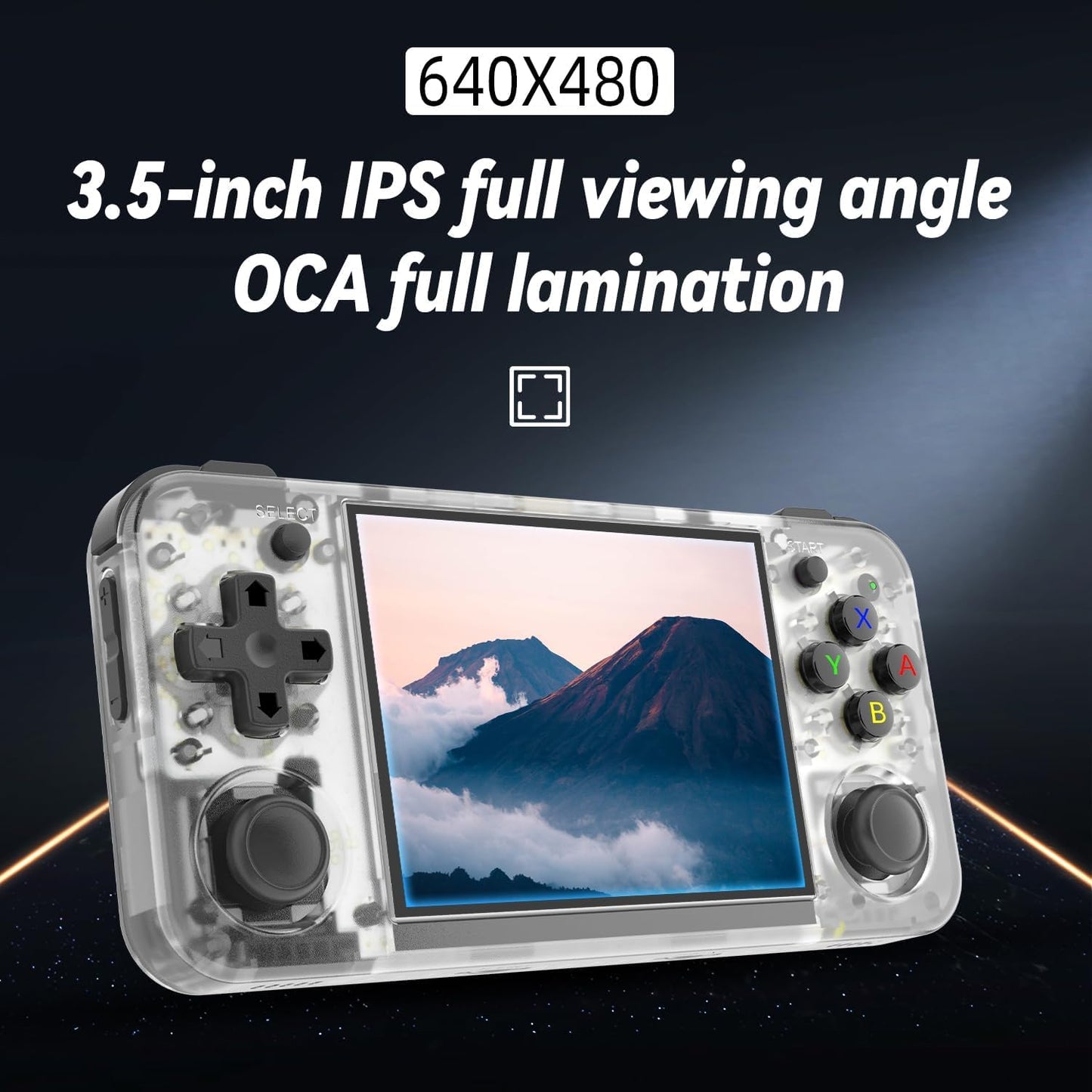 New World Anberni-c RG35XX H Retro Handheld Game Console 3.5 in IPS Screen Built-in 3300mAH Battery 64G TF Card Classic Games (White)
