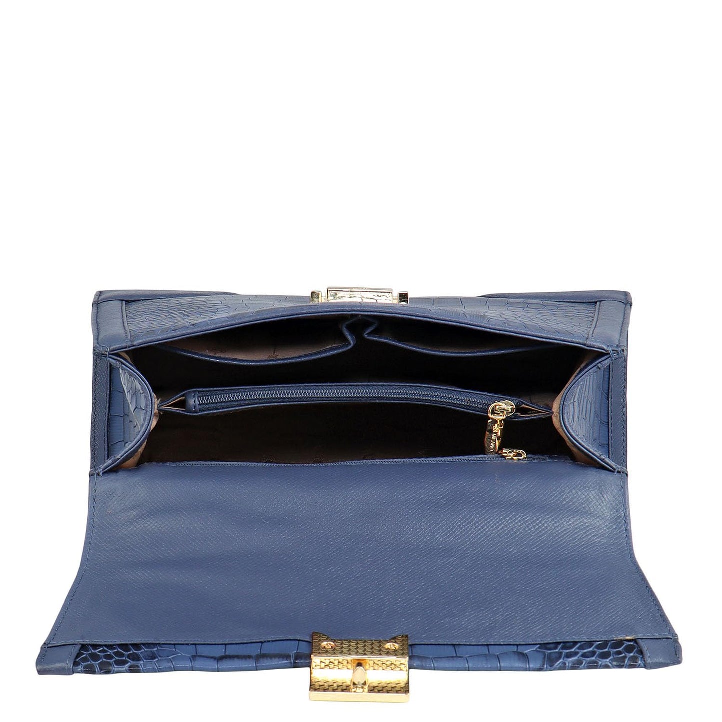 Da Milano Leather Satchel Bag for Women - Blue