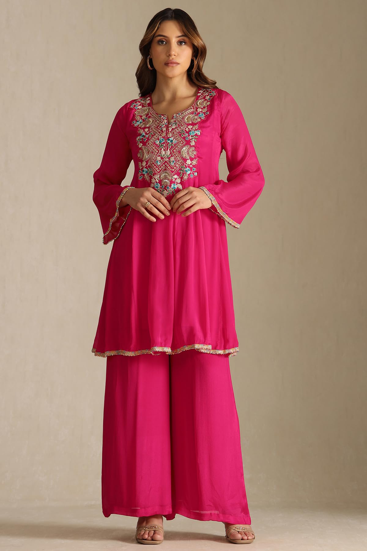 Soch Womens Chinon Embroidered Suit Set With Sequins