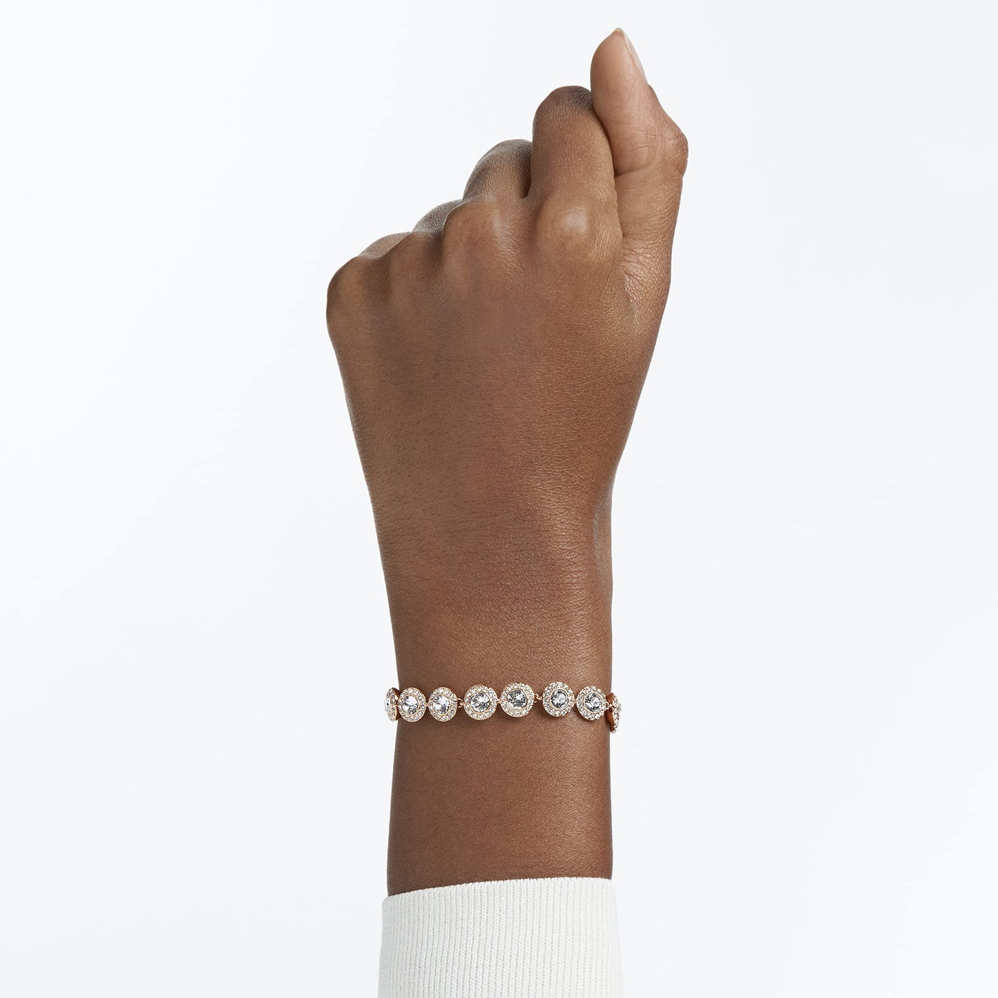 Swarovski Una Angelic bracelet, Round cut, Pavé, Medium, White, Rose gold-tone plated