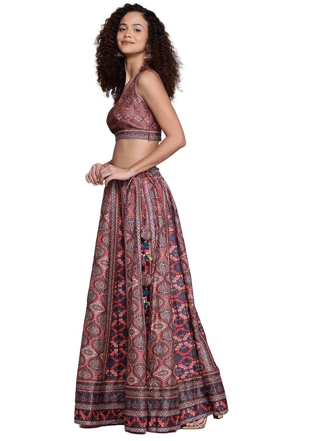 Aarke Ritu Kumar Multi Wanderlust Square Neck Blouse With Lehanga And Dupatta