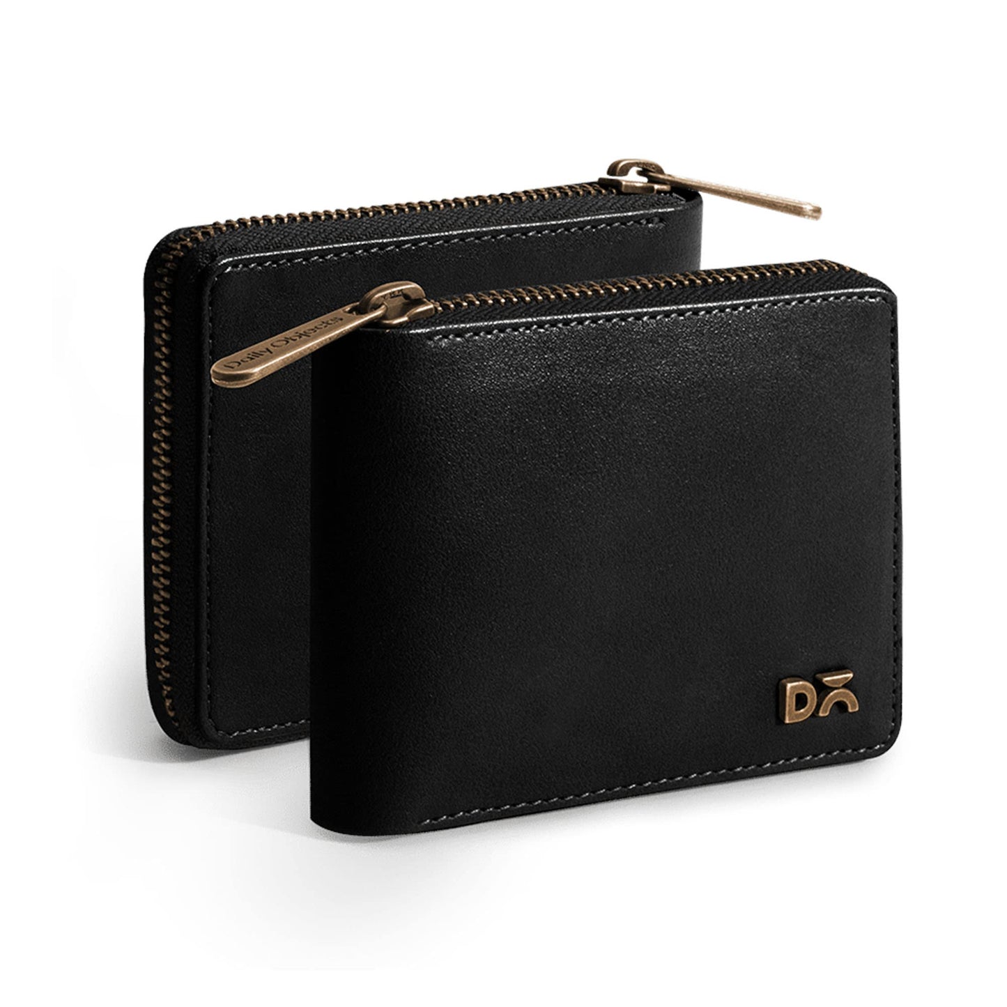 DailyObjects Black Women's Zip Wallet | Made with Vegan Leather Material | Carefully Handcrafted | Holds up to 8 Cards | Slim and Easy to Fit in Pocket | Coin Pocket with Button Closure