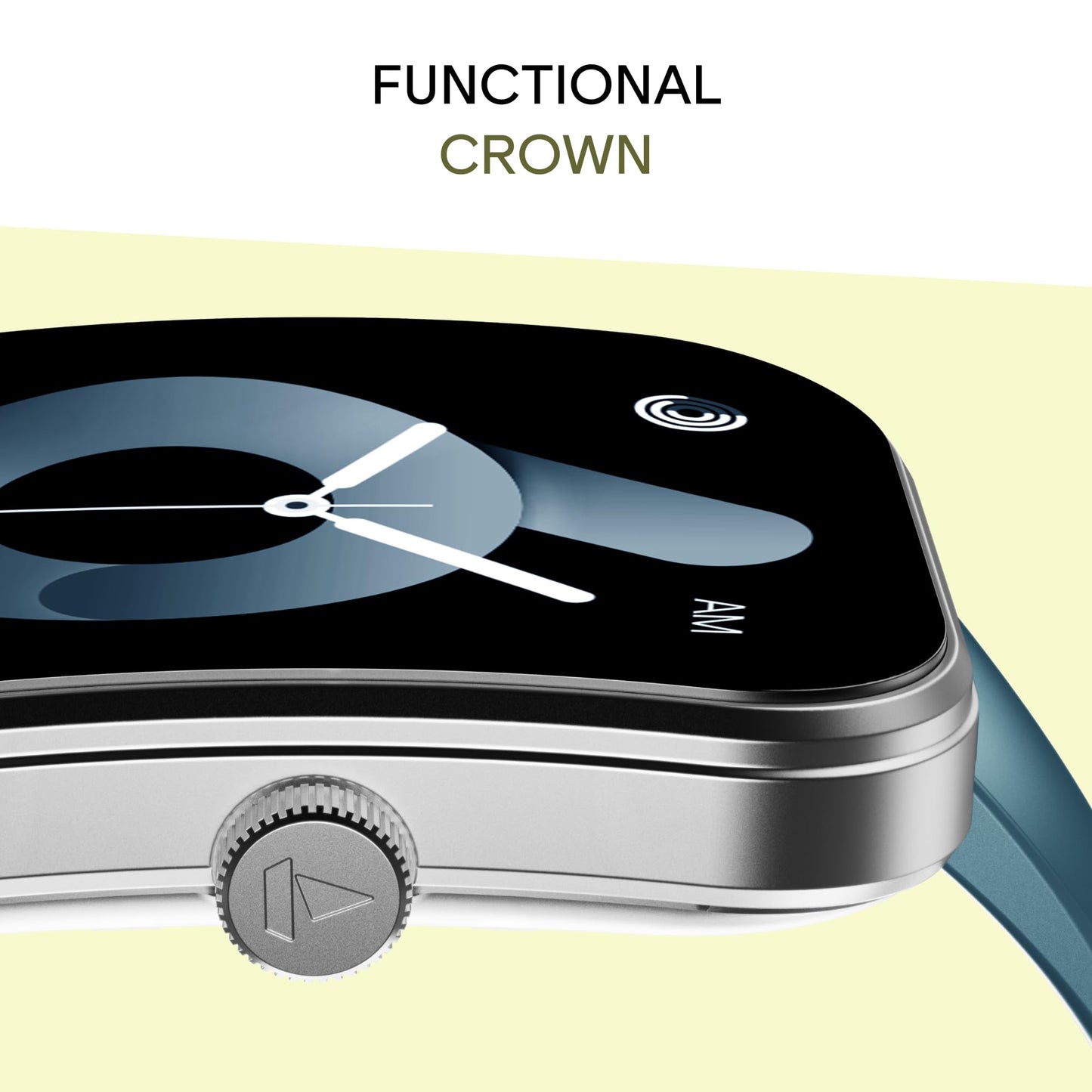 Boat Wave Sigma 3 Curv Smartwatch with 2.01” (5.33 cm) Immersive Curved Display, Metallic Finish, Functional Crown, BT Calling, Sleep, Stress, Heart Rate & SpO2 Monitoring, SOS, IP68 (Cyan Blue)