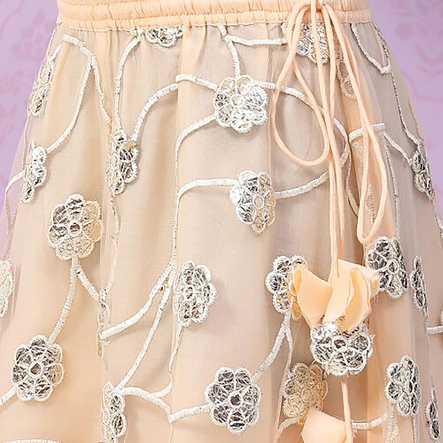 BIBA Girls Polyester Flared Solid Lehenga Set (KW4605EAW22OWHT_Off White_6 7 Years)