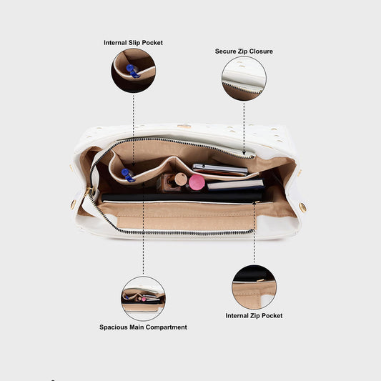 Caprese Cheryl Satchel Bag, Large | Stylish Quilted Handbag for Women with Multiple Compartments & Adjustable & Detachable Sling Strap | Secure Zip Closure| Perfect for Casual & Daily Essentials