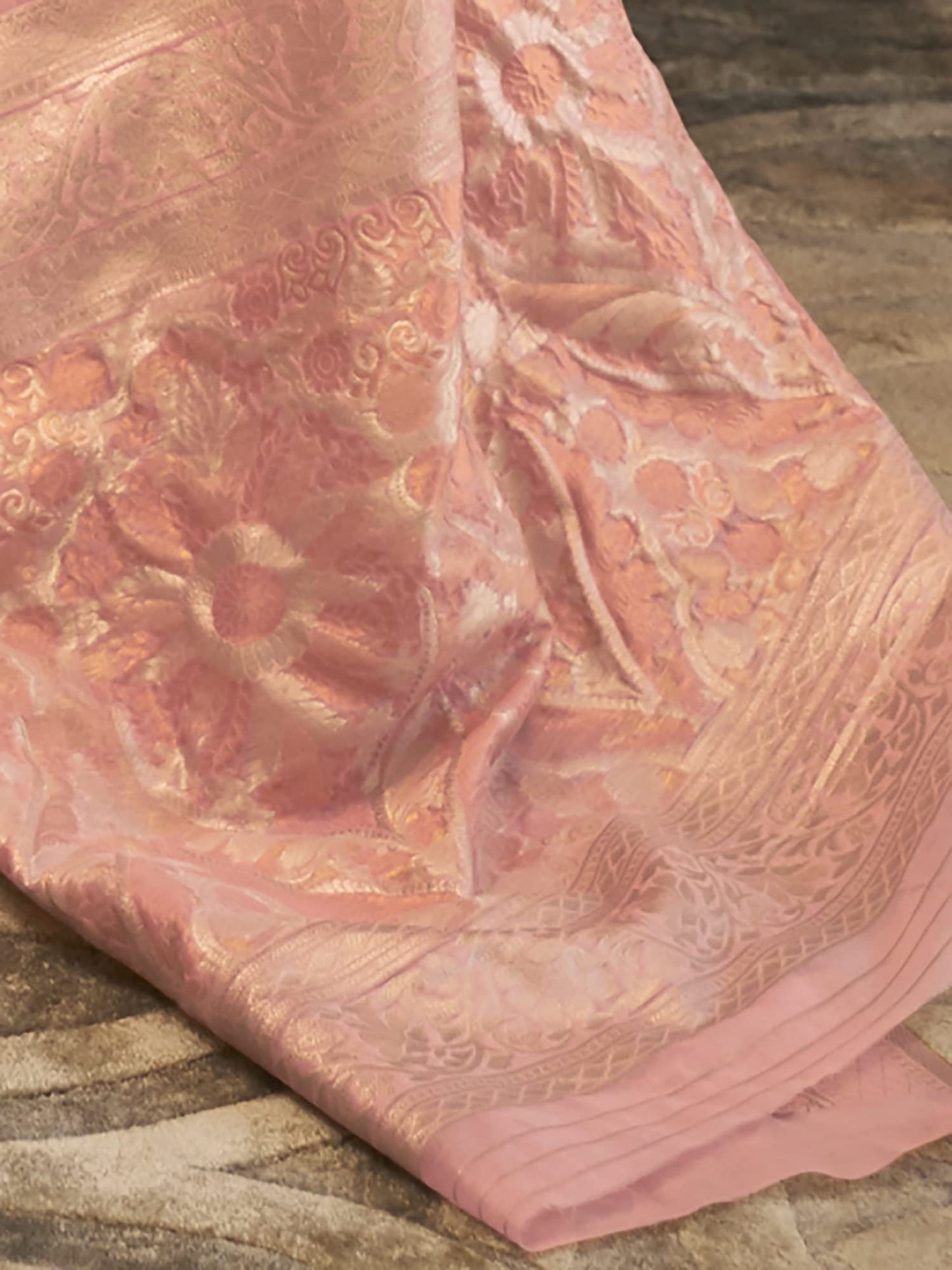 AKHILAM Women's Embroidered Modal Saree With Unstitched Blouse Piece (Pink_KYMA254004)