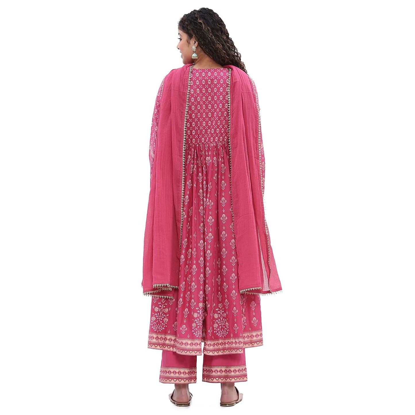 Biba Women's Cotton Kurta Set (SKDSTSAG10902SS25ONIPNK_Onion Pink