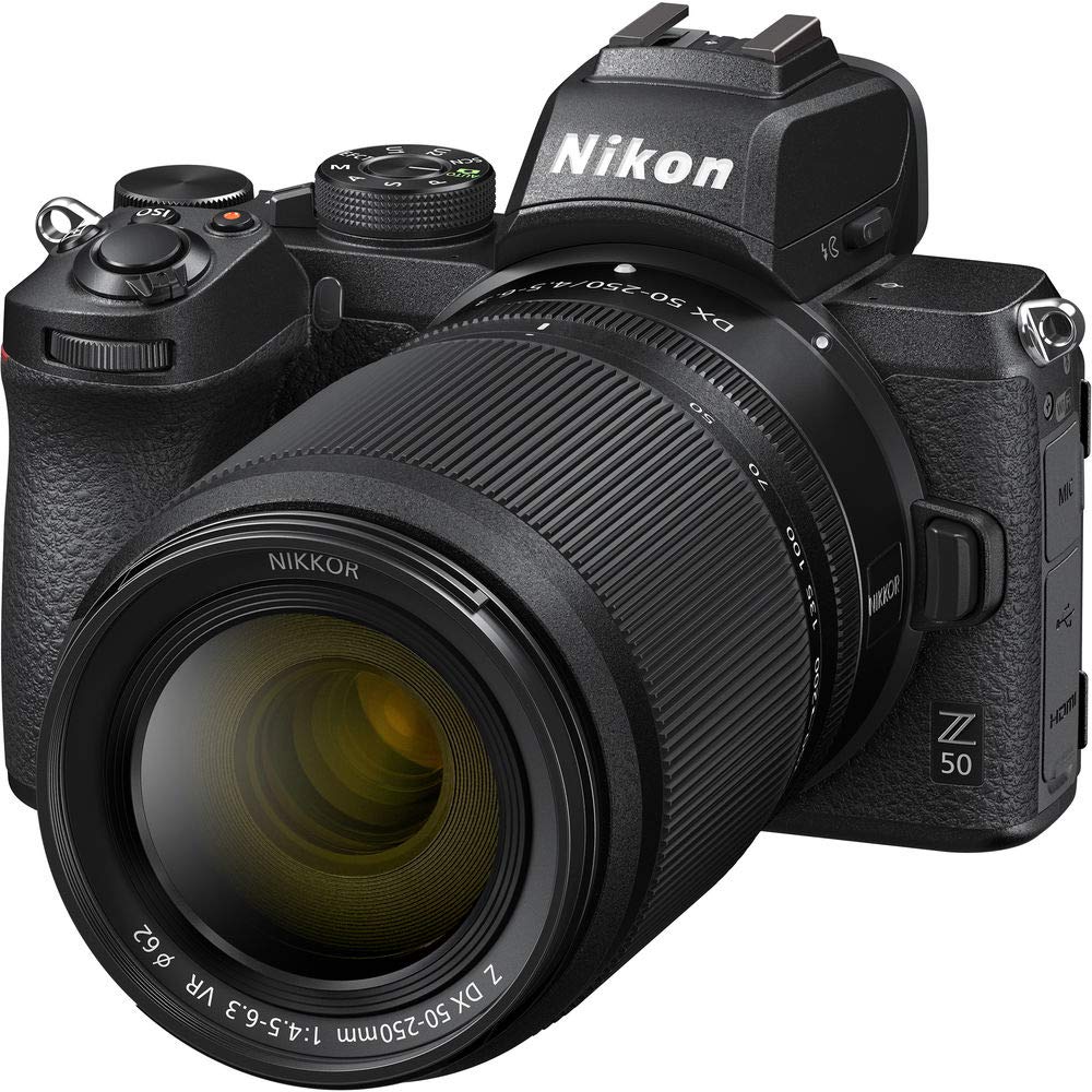 Nikon Z50 Mirrorless Camera with Z DX 16-50mm f/3.5-6.3 VR & Z DX 50-250mm f/4.5-6.3 VR Lens with Additional Battery & 64 GB SD Card
