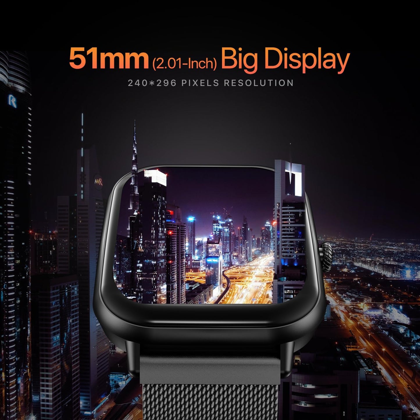 Fire-Boltt Ninja Call Pro Max Ultra Smart Watch 2.01 inch Display, Bluetooth Calling, 120+ Sports Modes, Health Suite, Voice Assistance (Black SS)