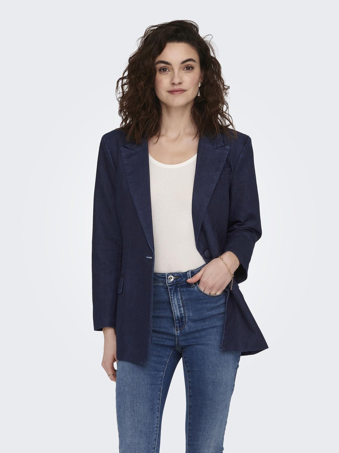 ONLY Regular Fit Blazer (122562501_Dark Blue Denim_S)