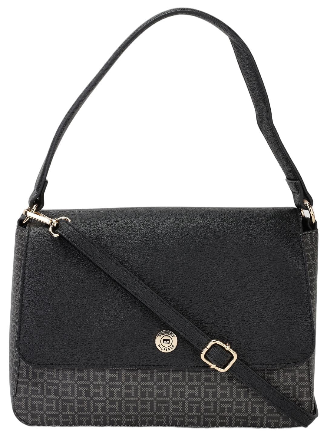 Tommy Hilfiger Logo Black Pvc Tote Bag