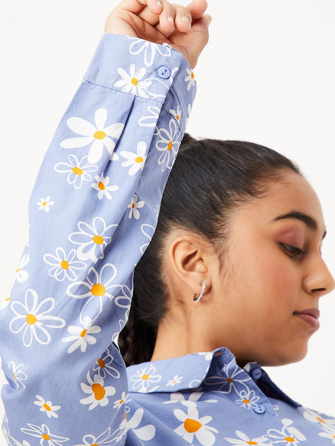 Max Girls Printed Casual Shirt (S24EWT03BLUE)_11-12Y