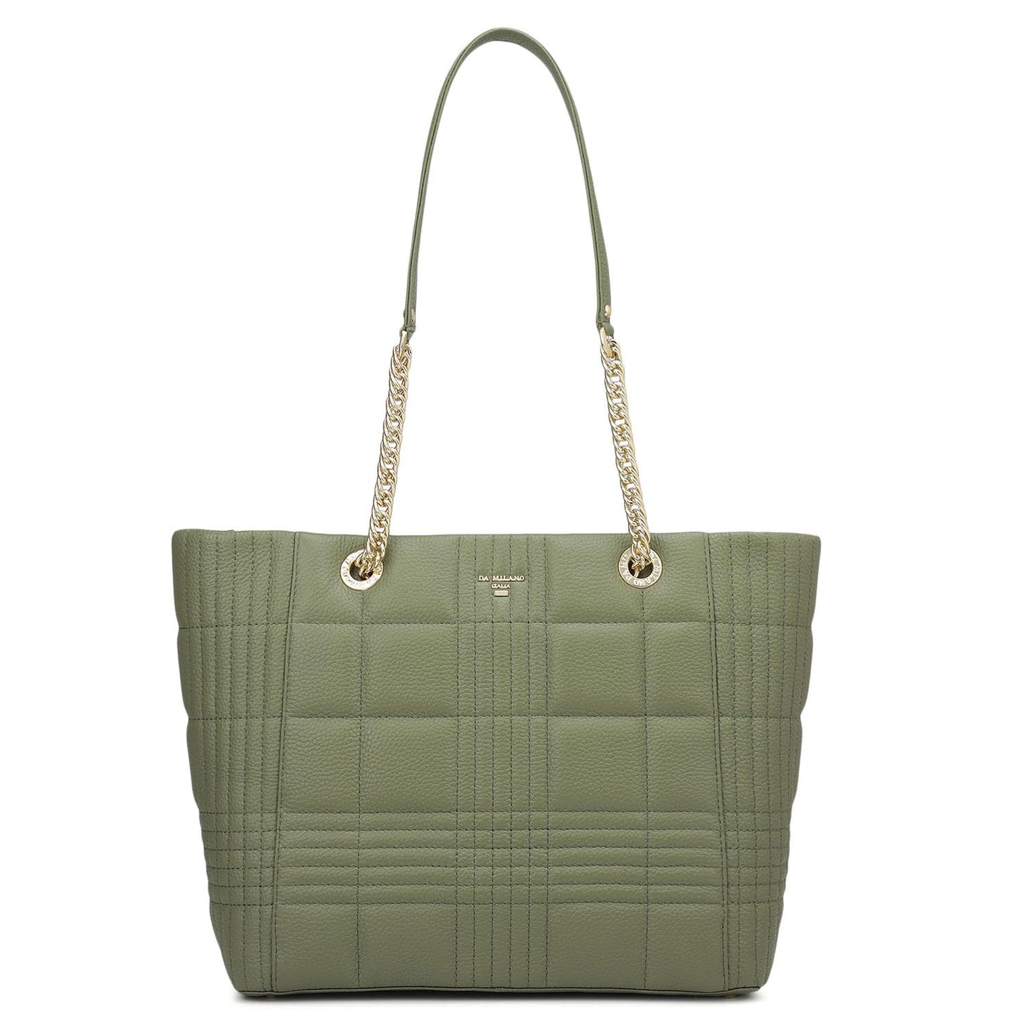 Da Milano Leather Tote Bag for Women - Green