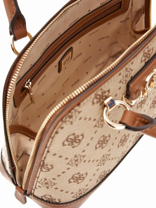 GUESS Latte Logo Printed Neda Dome Satchel Bag