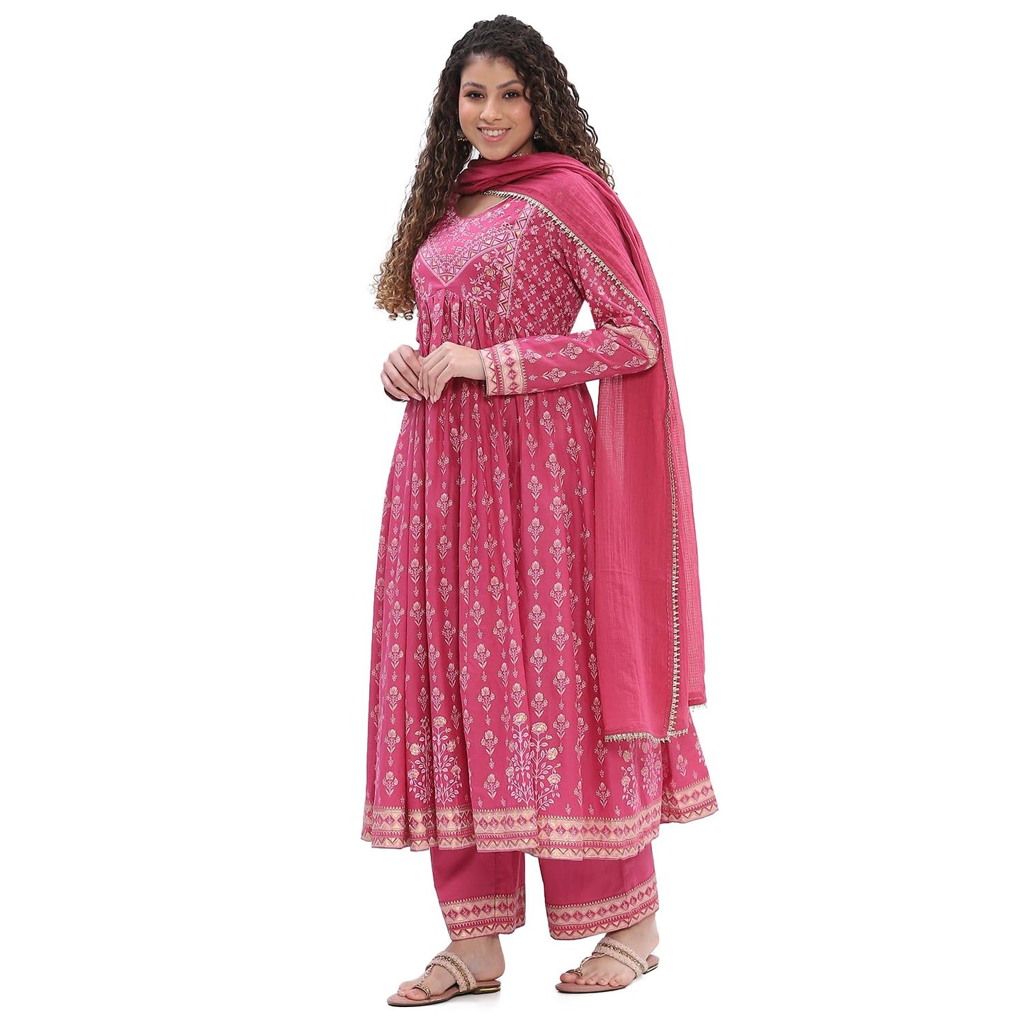 Biba Women's Cotton Kurta Set (SKDSTSAG10902SS25ONIPNK_Onion Pink