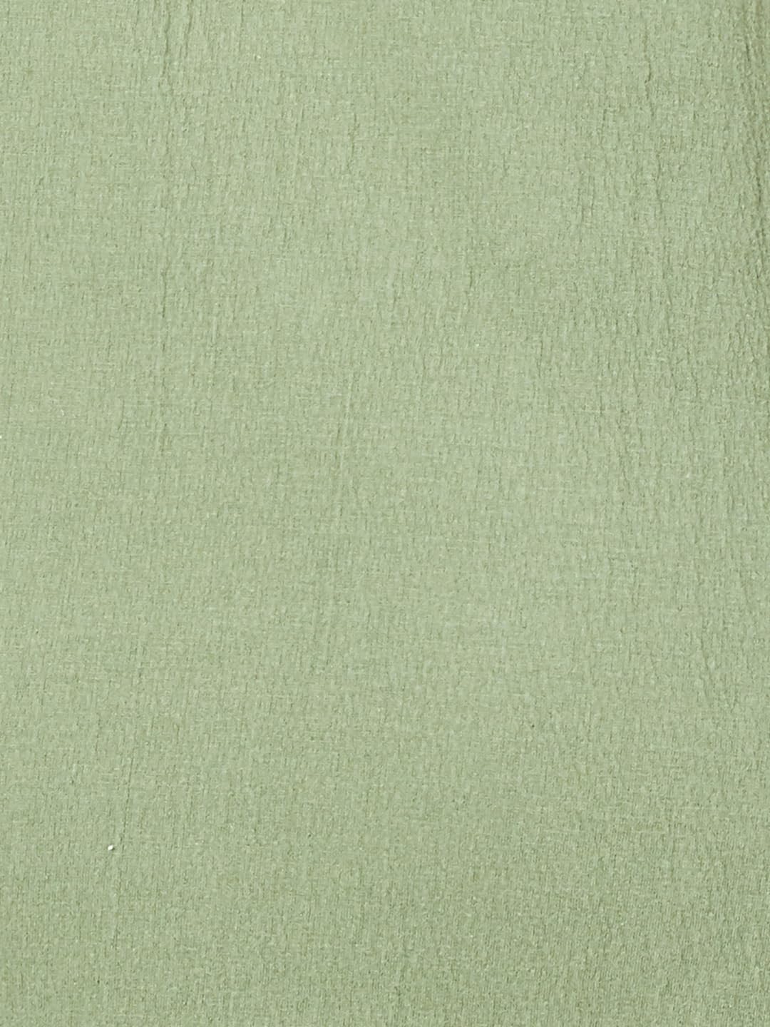 Max Girl's Pure Cotton A-Line Midi Dress (S25EDR11_Olive Green