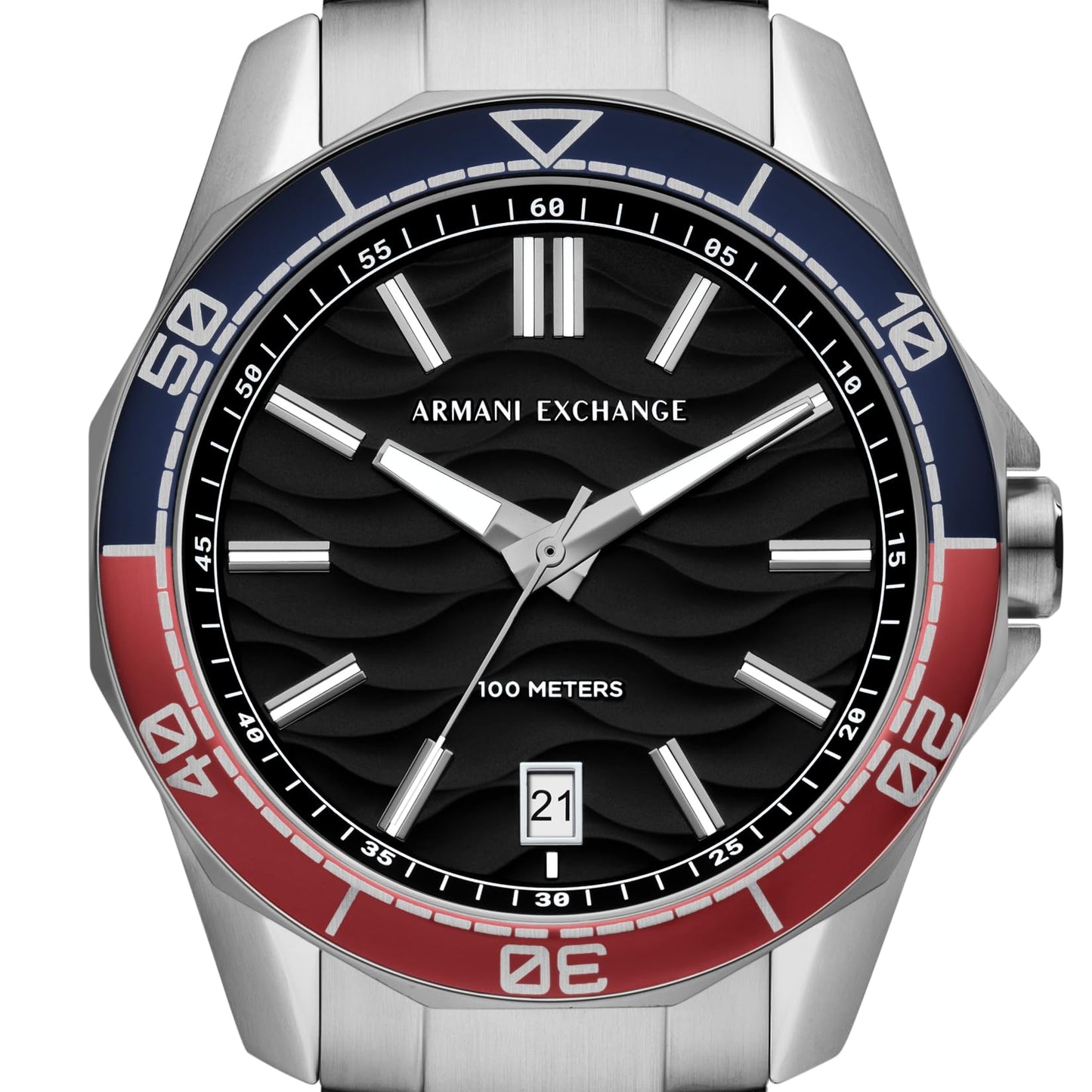 Armani Exchange Stainless Steel Analog Black Dial Men Watch-Ax1955, Silver Band