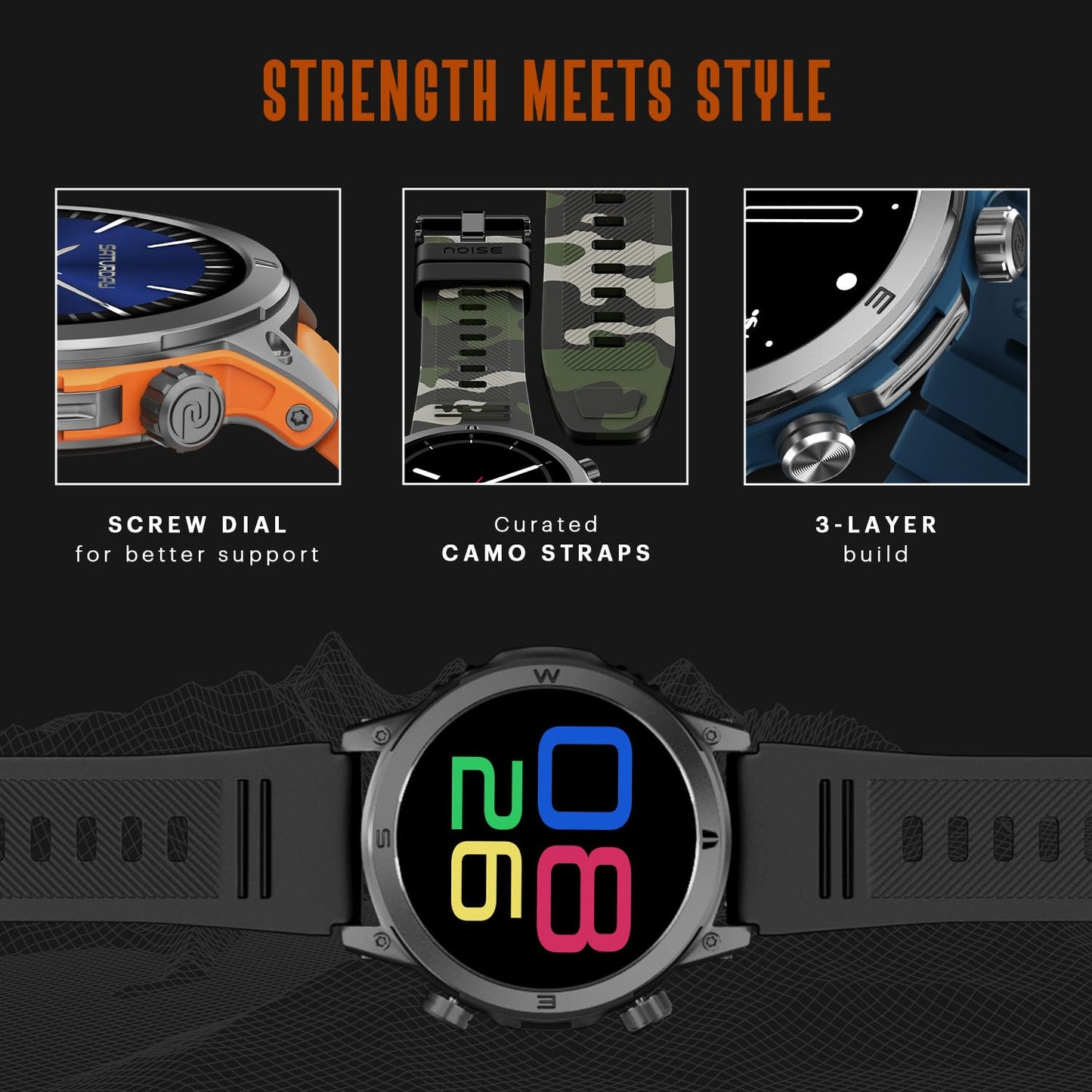 Newly Launched Noise Endeavour Rugged Design 1.46" AMOLED Display Smart Watch, BT Calling, SoS Feature, Rapid Health & 100+ Sports Modes- (Fiery Orange)