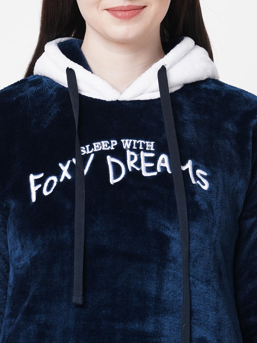 Sweet Dreams Women's Polyester Casual Nightgown (2403GVCO_English Navy_M)