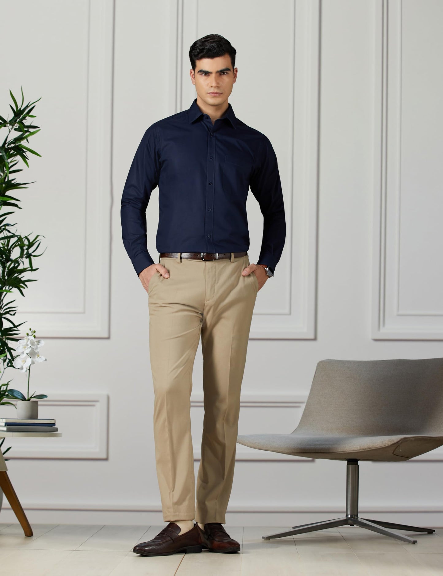 Raymond Men's Slim FIT Full Sleeve Dark Blue Formal Shirt